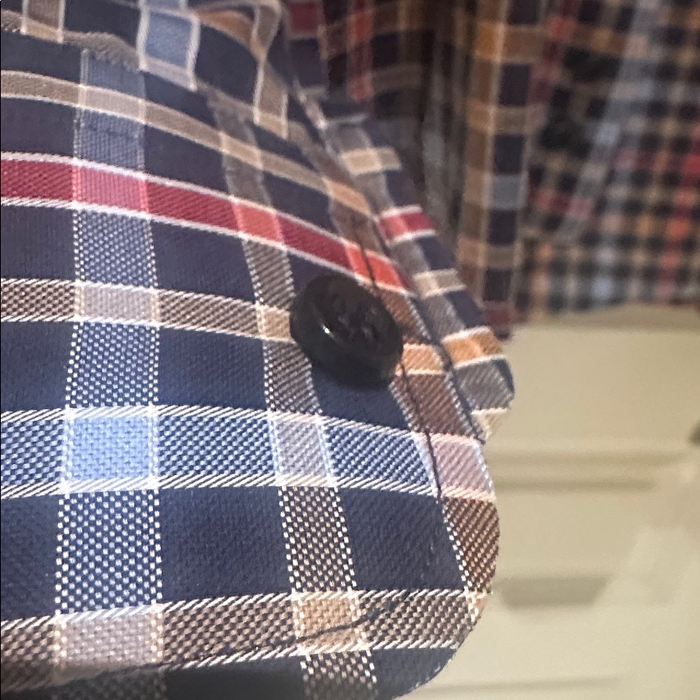 Paul & Shark Checkered Shirt in Blue, Red, and Tan - Picture 6 of 6